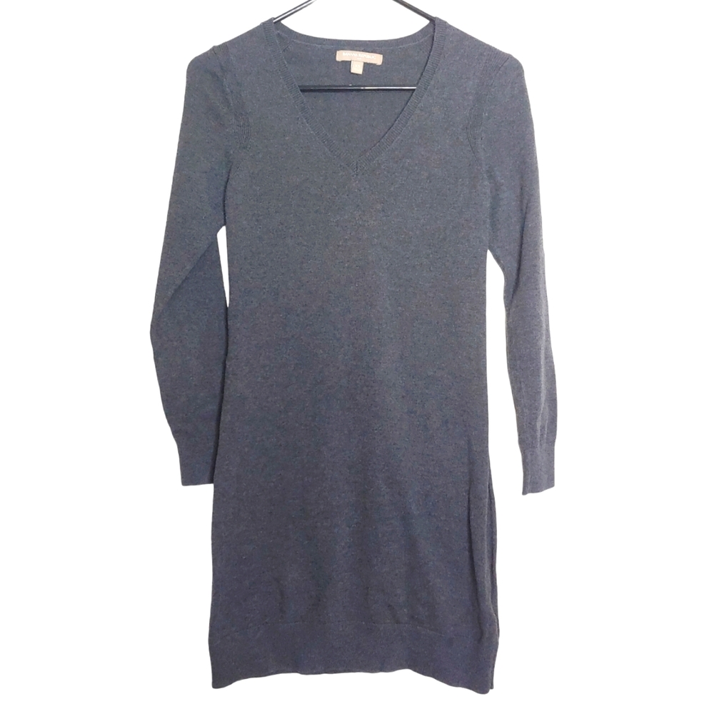 Banana Republic Women's Gray V Neck Long Sleeve Winter Sweater Dress Size XS